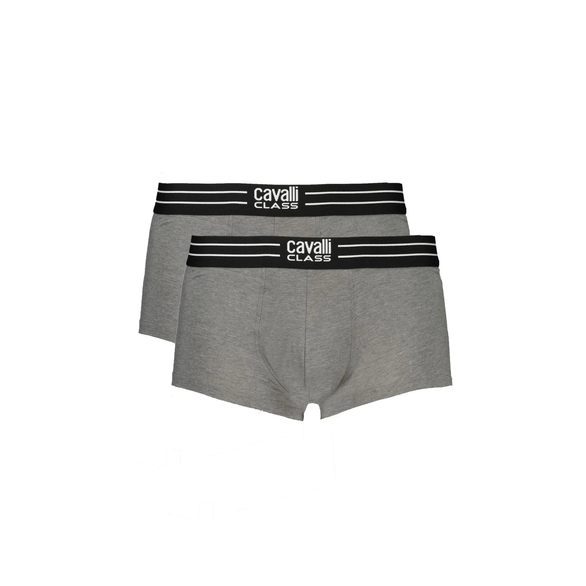 Cavalli Class Boxer Uomo Grigio Bi-Pack Elastico Stampa Logo Intimo - foto prodotto